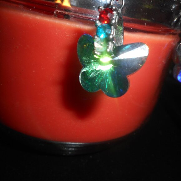 butterfly earrings; lots of prism colors, fish hook earwire, rhinestones ... - Picture 4 of 5